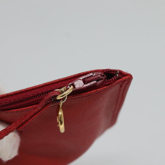 CHANEL Caviar Skin Backpack Caviar Skin Red Gold CC Auth 127574