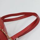 CHANEL Caviar Skin Backpack Caviar Skin Red Gold CC Auth 127574-8