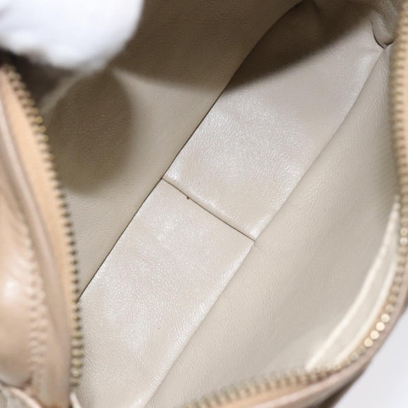 CHANEL Matelasse Chain Shoulder Bag Lamb Skin Beige Gold CC Auth 127575