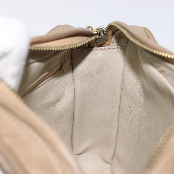 CHANEL Matelasse Chain Shoulder Bag Lamb Skin Beige Gold CC Auth 127575