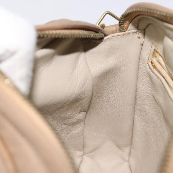 CHANEL Matelasse Chain Shoulder Bag Lamb Skin Beige Gold CC Auth 127575