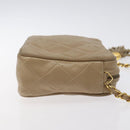 CHANEL Matelasse Chain Shoulder Bag Lamb Skin Beige Gold CC Auth 127575-3
