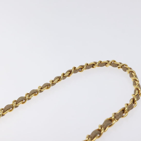 CHANEL Matelasse Chain Shoulder Bag Lamb Skin Beige Gold CC Auth 127575