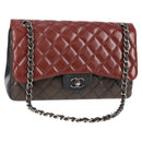 CHANEL Big Matelasse Chain Shoulder Bag Lamb Skin Brown CC Auth 127578SM-1