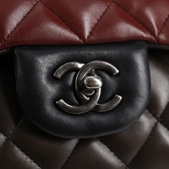 CHANEL Big Matelasse Chain Shoulder Bag Lamb Skin Brown CC Auth 127578SM