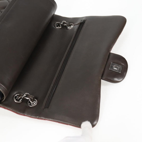 CHANEL Big Matelasse Chain Shoulder Bag Lamb Skin Brown CC Auth 127578SM