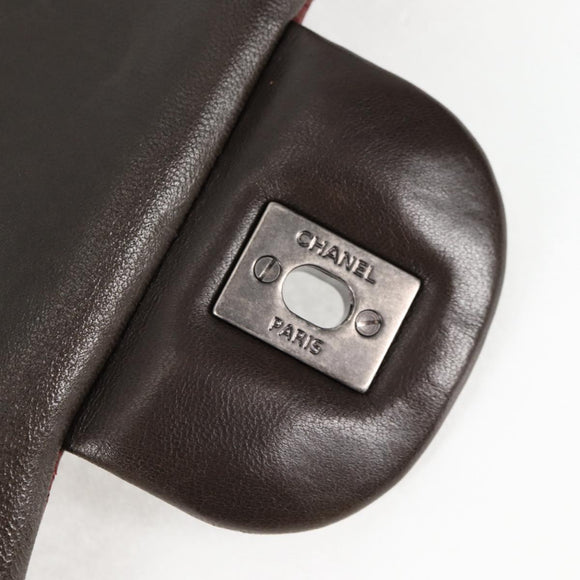 CHANEL Big Matelasse Chain Shoulder Bag Lamb Skin Brown CC Auth 127578SM