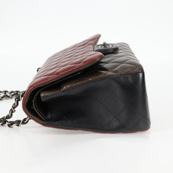 CHANEL Big Matelasse Chain Shoulder Bag Lamb Skin Brown CC Auth 127578SM