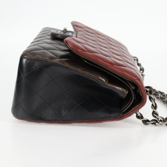 CHANEL Big Matelasse Chain Shoulder Bag Lamb Skin Brown CC Auth 127578SM