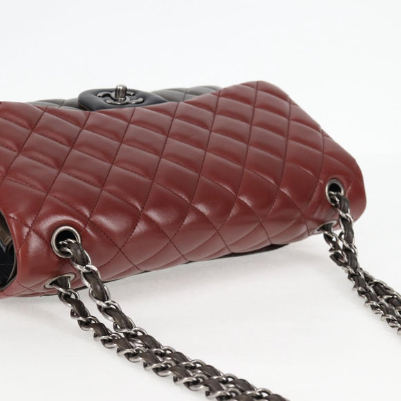 CHANEL Big Matelasse Chain Shoulder Bag Lamb Skin Brown CC Auth 127578SM