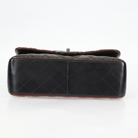 CHANEL Big Matelasse Chain Shoulder Bag Lamb Skin Brown CC Auth 127578SM