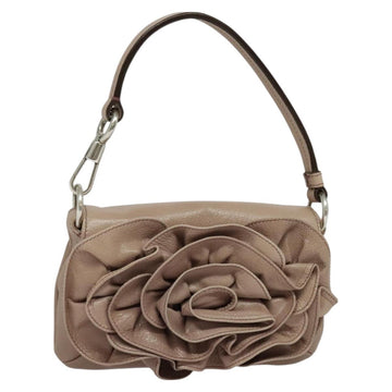 SAINT LAURENT Accessory Pouch Leather Beige Silver Auth 127580