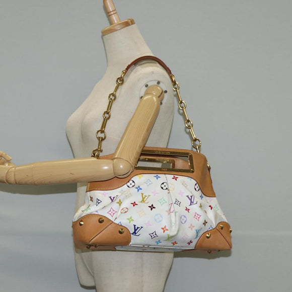 LOUIS VUITTON Monogram Multicolor Judy MM Bag 2Way White M40255 LV Auth 127584V