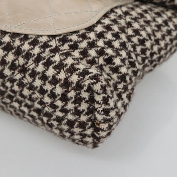 CHANEL Matelasse Shoulder Bag Wool Gray Gold CC Auth 127587V