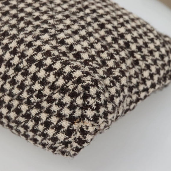 CHANEL Matelasse Shoulder Bag Wool Gray Gold CC Auth 127587V