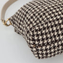 CHANEL Matelasse Shoulder Bag Wool Gray Gold CC Auth 127587V-16