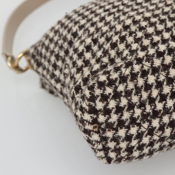 CHANEL Matelasse Shoulder Bag Wool Gray Gold CC Auth 127587V