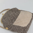 CHANEL Matelasse Shoulder Bag Wool Gray Gold CC Auth 127587V-17