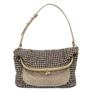CHANEL Matelasse Shoulder Bag Wool Gray Gold CC Auth 127587V-13
