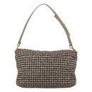 CHANEL Matelasse Shoulder Bag Wool Gray Gold CC Auth 127587V-2