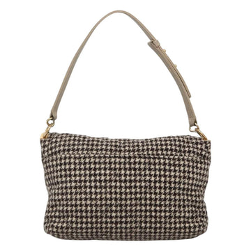 CHANEL Matelasse Shoulder Bag Wool Gray Gold CC Auth 127587V - 0