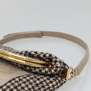 CHANEL Matelasse Shoulder Bag Wool Gray Gold CC Auth 127587V-8