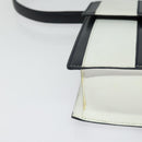 CELINE Shoulder Bag Leather White Navy gold Auth 127598-10