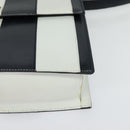 CELINE Shoulder Bag Leather White Navy gold Auth 127598-11