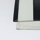 CELINE Shoulder Bag Leather White Navy gold Auth 127598-12