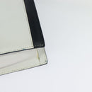 CELINE Shoulder Bag Leather White Navy gold Auth 127598-13