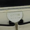 CELINE Shoulder Bag Leather White Navy gold Auth 127598-16