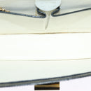 CELINE Shoulder Bag Leather White Navy gold Auth 127598-17