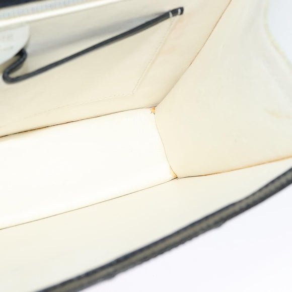 CELINE Shoulder Bag Leather White Navy gold Auth 127598