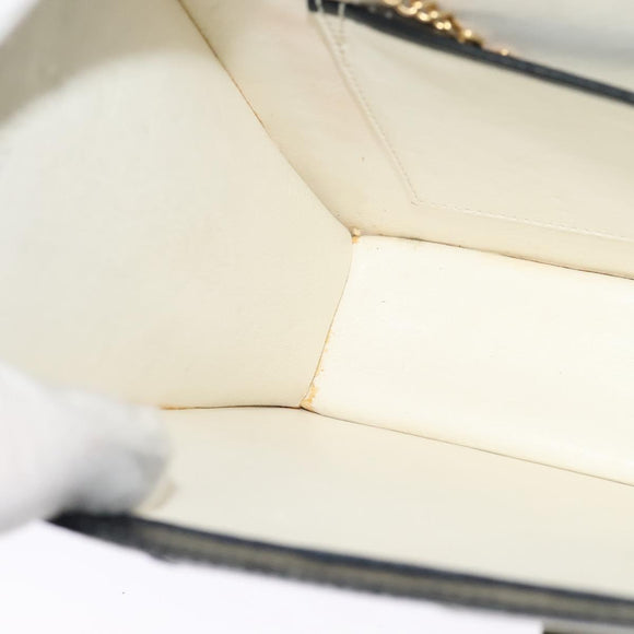 CELINE Shoulder Bag Leather White Navy gold Auth 127598