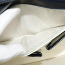 CELINE Shoulder Bag Leather White Navy gold Auth 127598-20