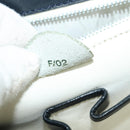 CELINE Shoulder Bag Leather White Navy gold Auth 127598-21