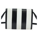 CELINE Shoulder Bag Leather White Navy gold Auth 127598-3