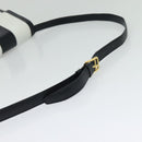 CELINE Shoulder Bag Leather White Navy gold Auth 127598-7