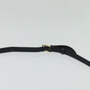 CELINE Shoulder Bag Leather White Navy gold Auth 127598-8