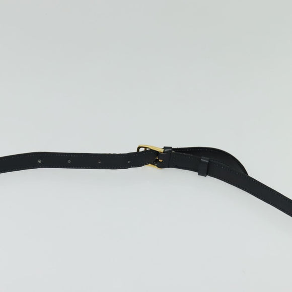 CELINE Shoulder Bag Leather White Navy gold Auth 127598