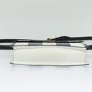 CELINE Shoulder Bag Leather White Navy gold Auth 127598-9