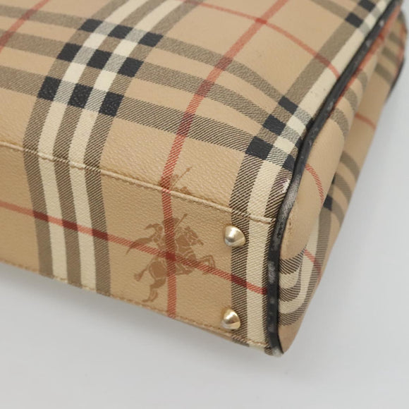 Burberrys Nova Check Shoulder Bag PVC Beige Gold Auth 127599