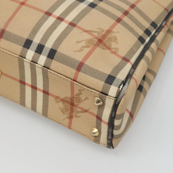 Burberrys Nova Check Shoulder Bag PVC Beige Gold Auth 127599