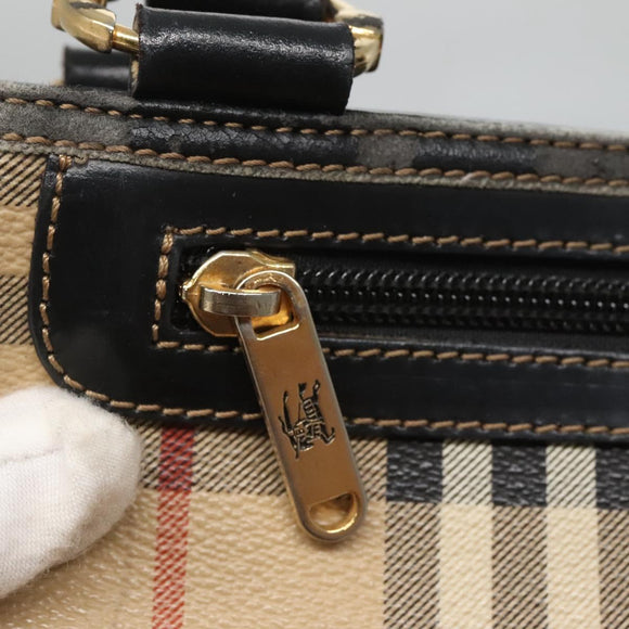 Burberrys Nova Check Shoulder Bag PVC Beige Gold Auth 127599