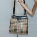 Burberrys Nova Check Shoulder Bag PVC Beige Gold Auth 127599-22