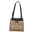 Burberrys Nova Check Shoulder Bag PVC Beige Gold Auth 127599-13