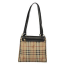 Burberrys Nova Check Shoulder Bag PVC Beige Gold Auth 127599-3