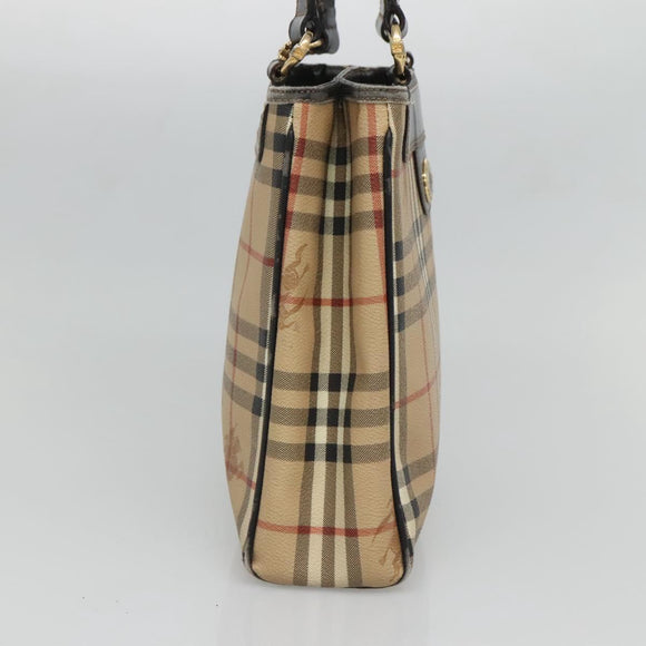 Burberrys Nova Check Shoulder Bag PVC Beige Gold Auth 127599