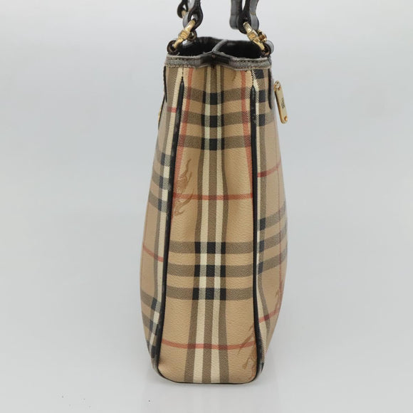 Burberrys Nova Check Shoulder Bag PVC Beige Gold Auth 127599