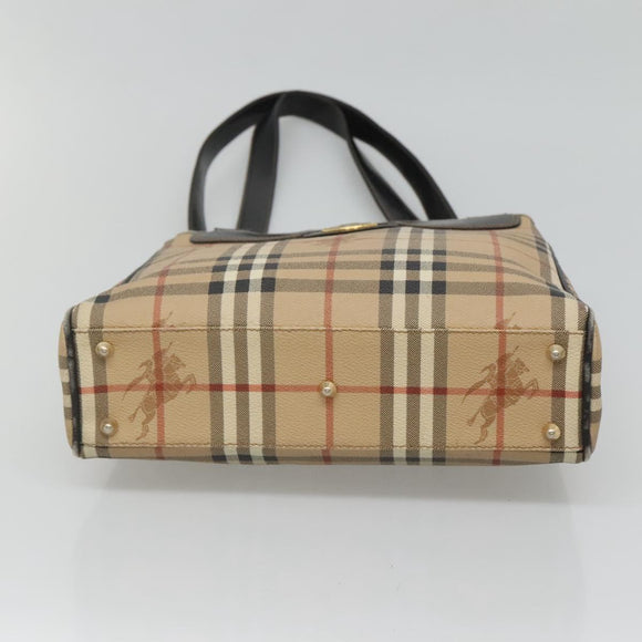 Burberrys Nova Check Shoulder Bag PVC Beige Gold Auth 127599